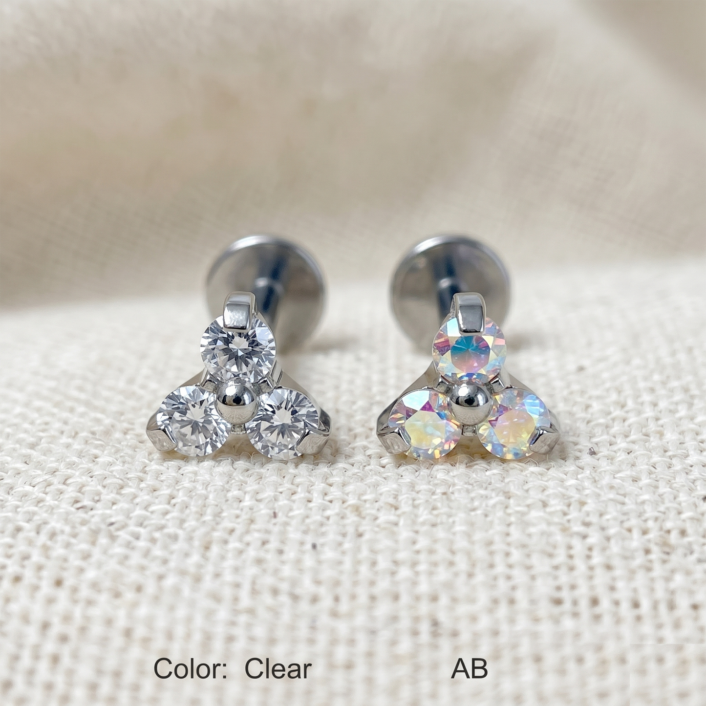 Titanium Triangle CZ Cluster Threadless Stud