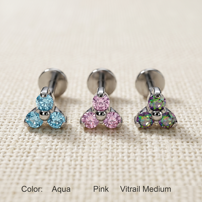 Titanium Triangle CZ Cluster Threadless Stud