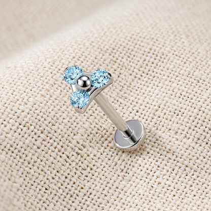 Titanium Triangle CZ Cluster Threadless Stud