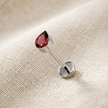 Titanium Teardrop CZ Threadless Stud