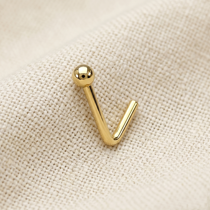 Surgical Steel Round Ball Top L-Bend Nose Ring 18G 20G