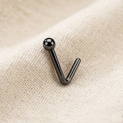 Surgical Steel Round Ball Top L-Bend Nose Ring 18G 20G