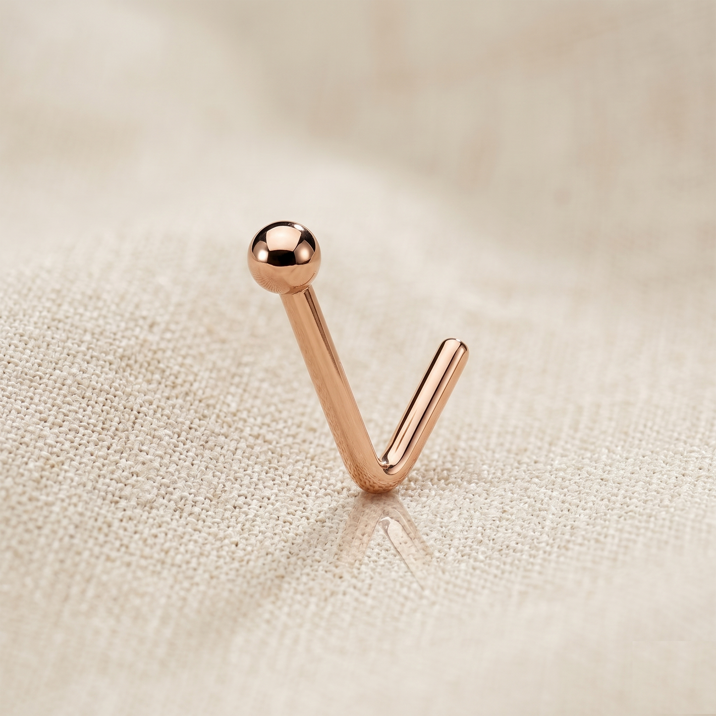Surgical Steel Round Ball Top L-Bend Nose Ring 18G 20G