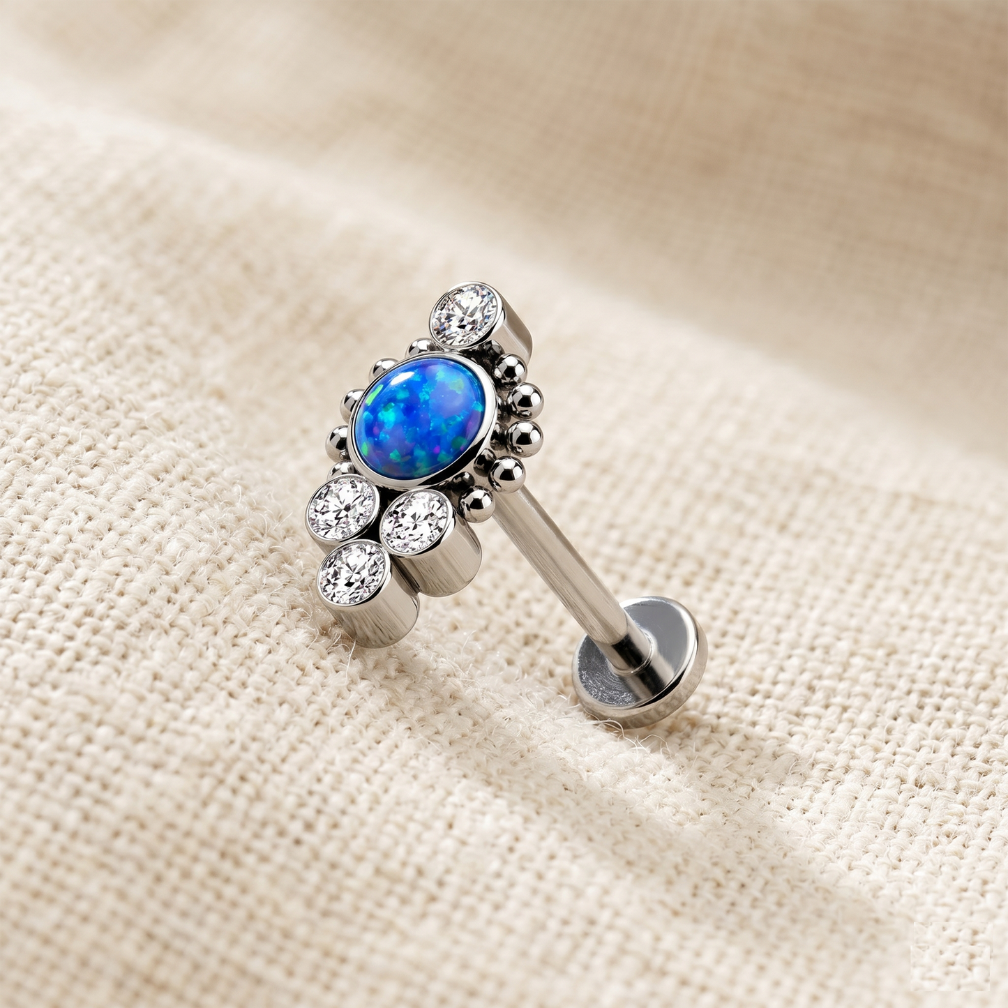 Titanium CZ Opal Cluster Threadless Stud