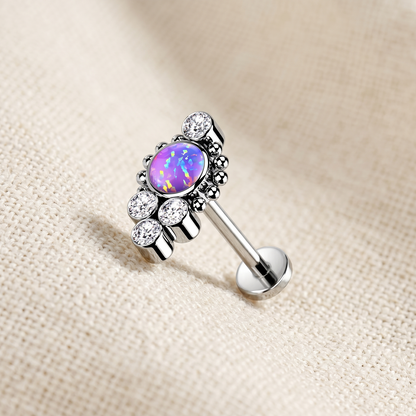 Titanium CZ Opal Cluster Threadless Stud