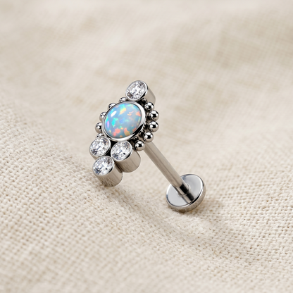 Titanium CZ Opal Cluster Threadless Stud