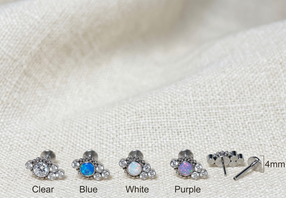 Titanium CZ Opal Cluster Threadless Stud