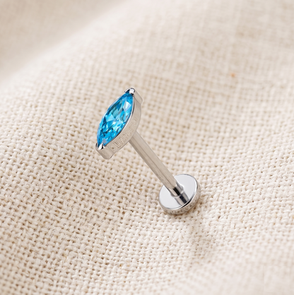 Titanium Marquise CZ Threadless Stud