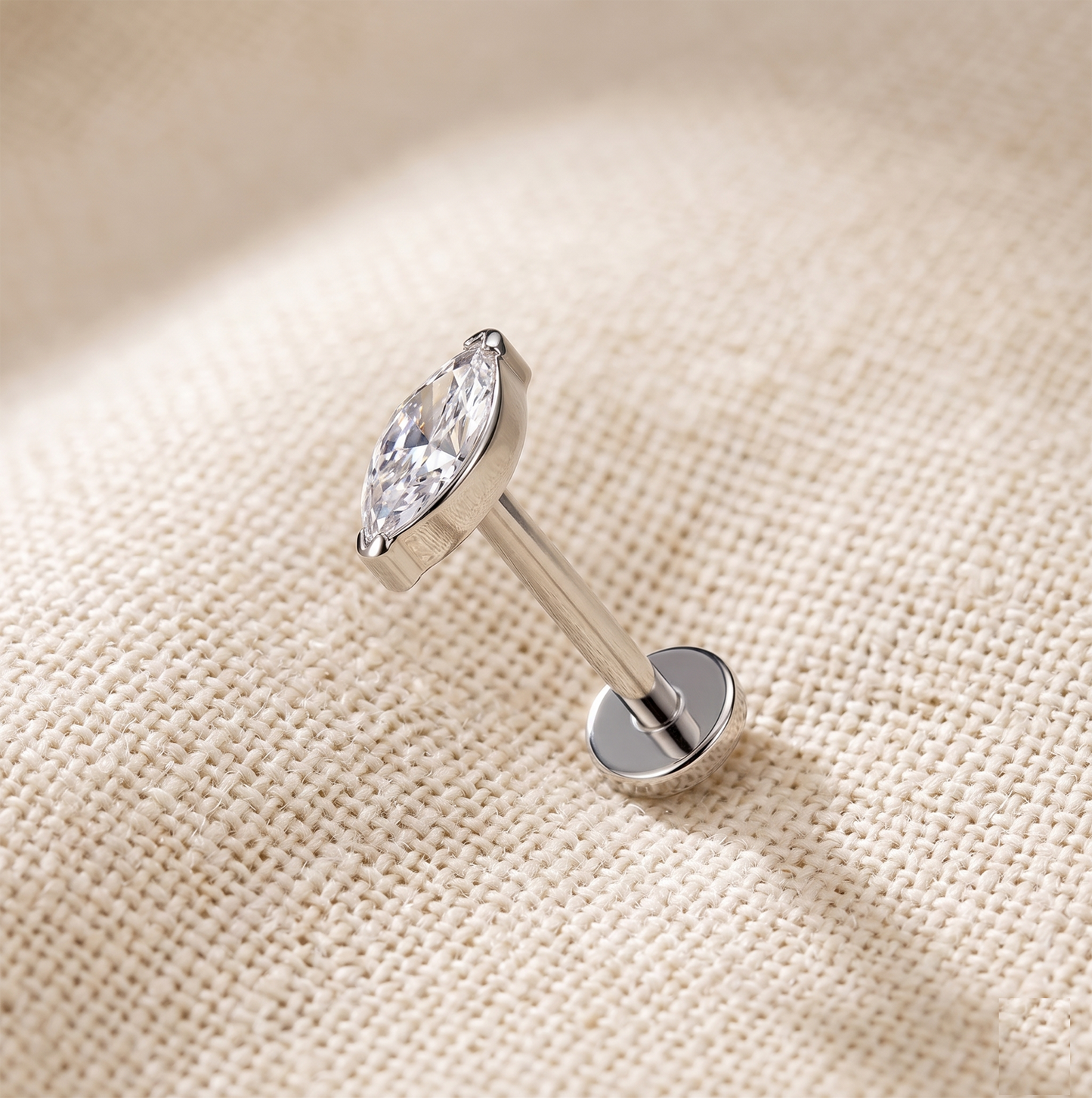 Titanium Marquise CZ Threadless Stud