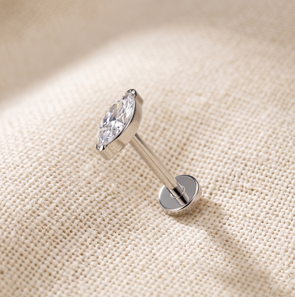Titanium Marquise CZ Threadless Stud