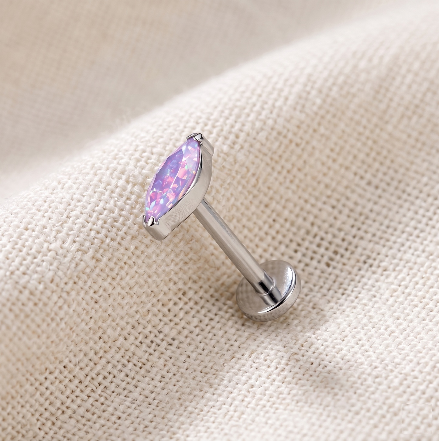 Titanium Marquise Opal Threadless Stud
