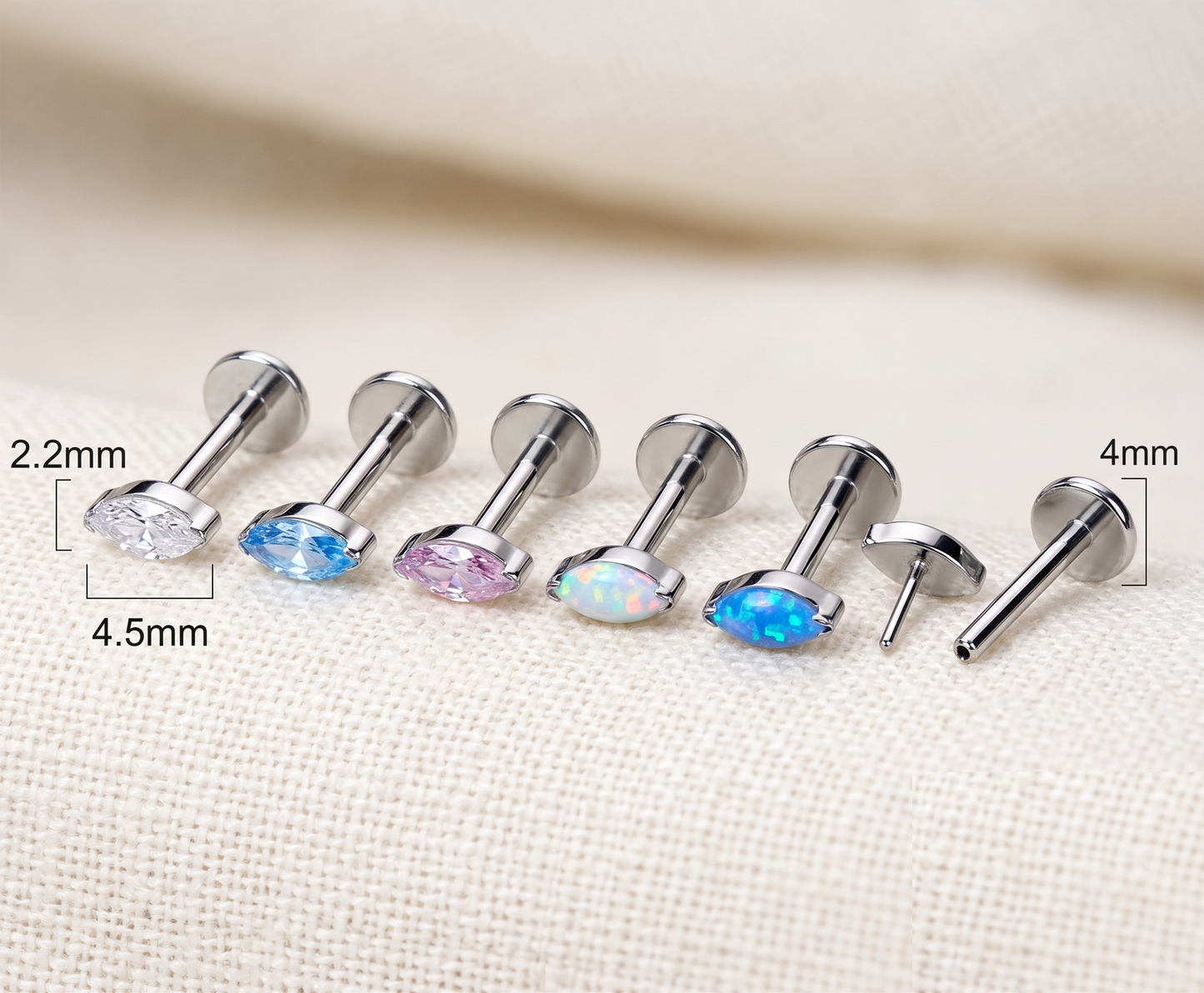 Titanium Marquise Opal Threadless Stud
