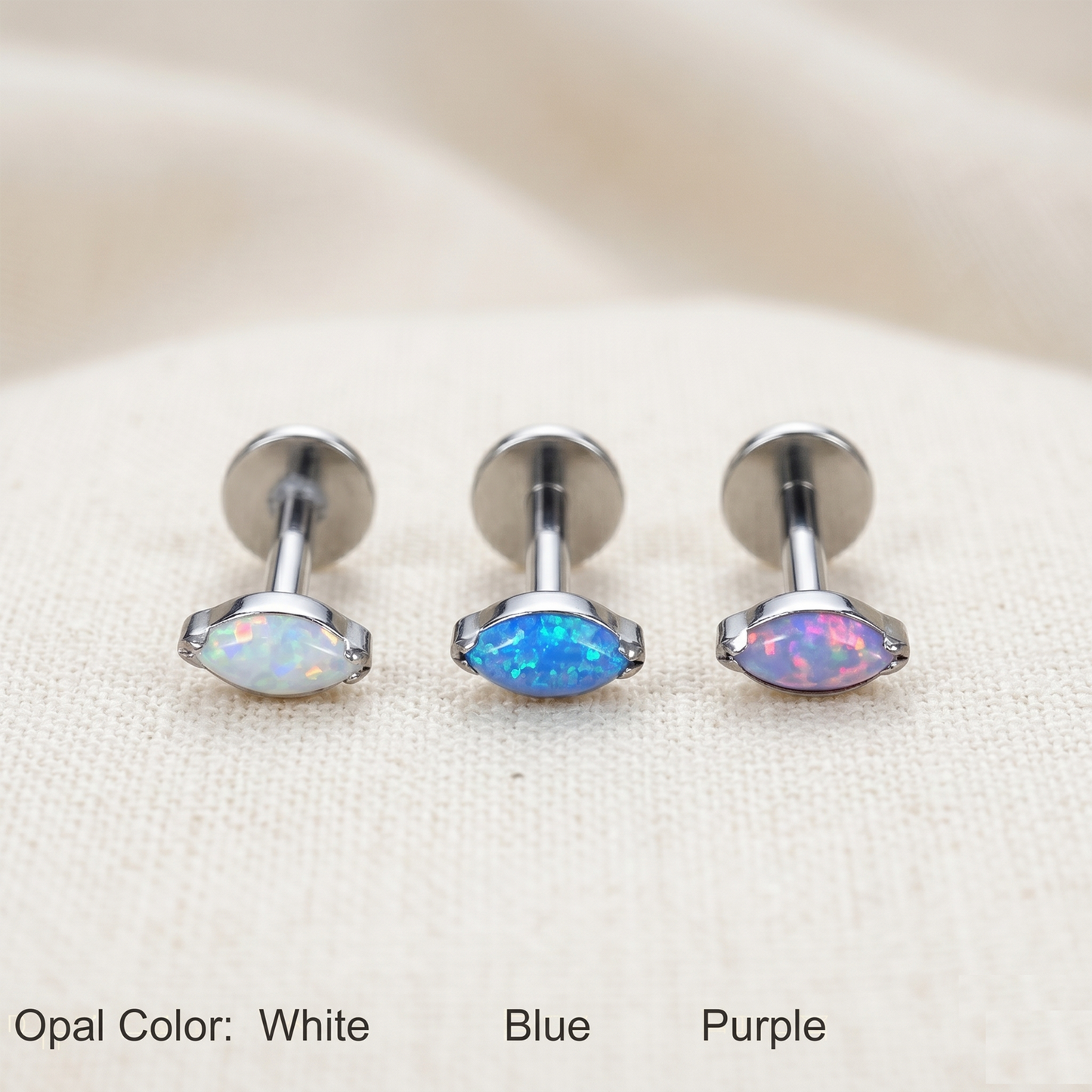 Titanium Marquise Opal Threadless Stud