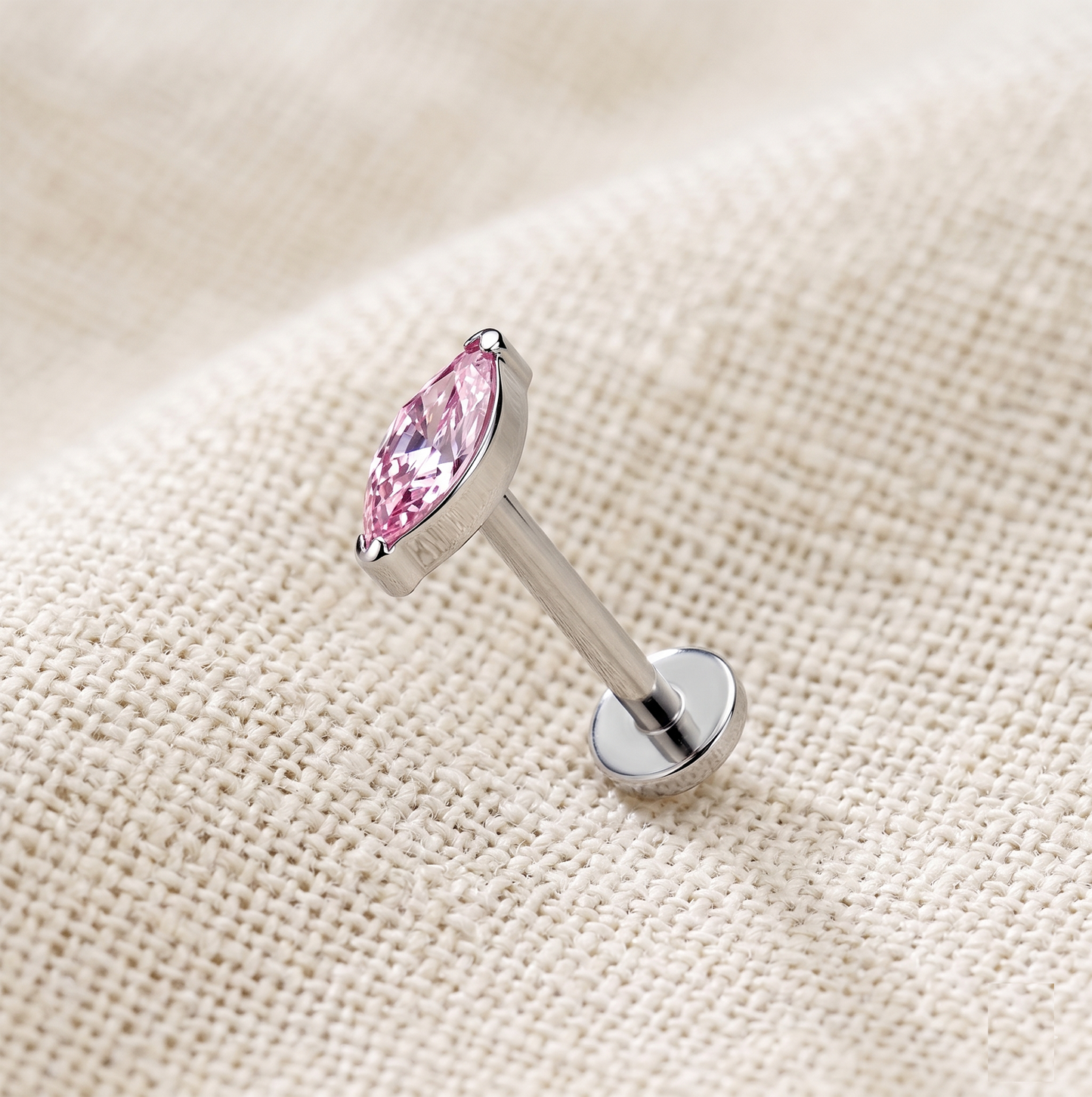 Titanium Marquise CZ Threadless Stud