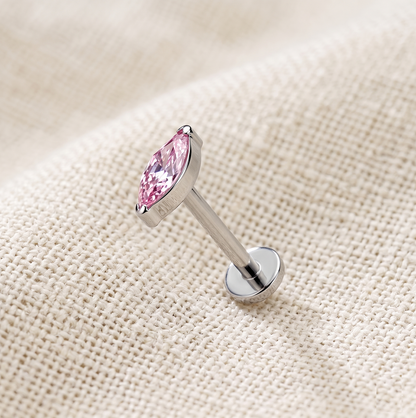 Titanium Marquise CZ Threadless Stud