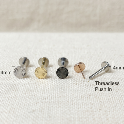 Titanium Round Dia-Cut Threadless Stud