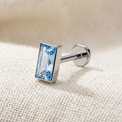 Titanium Rectangular CZ Threadless Stud