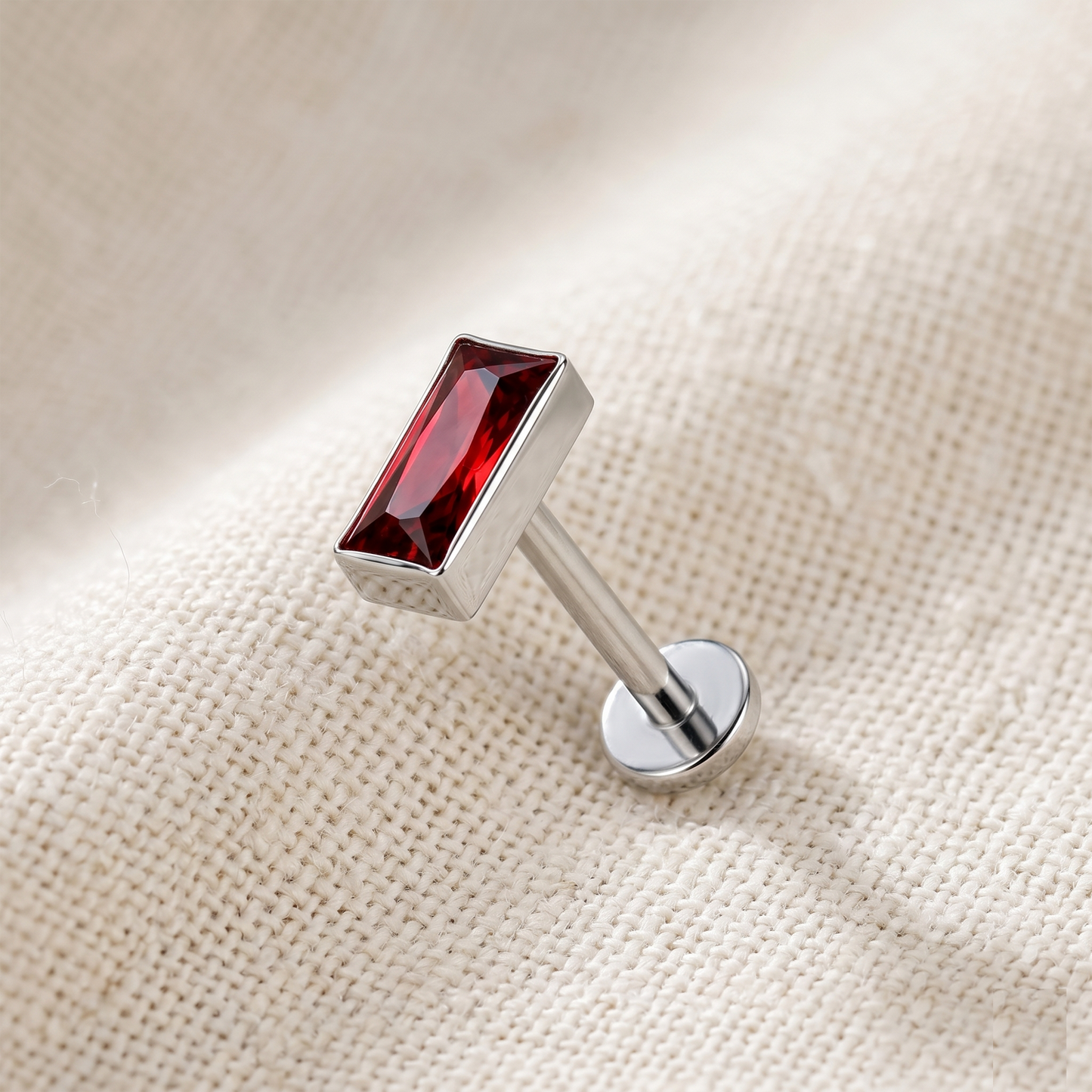 Titanium Rectangular CZ Threadless Stud