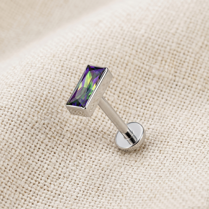 Titanium Rectangular CZ Threadless Stud