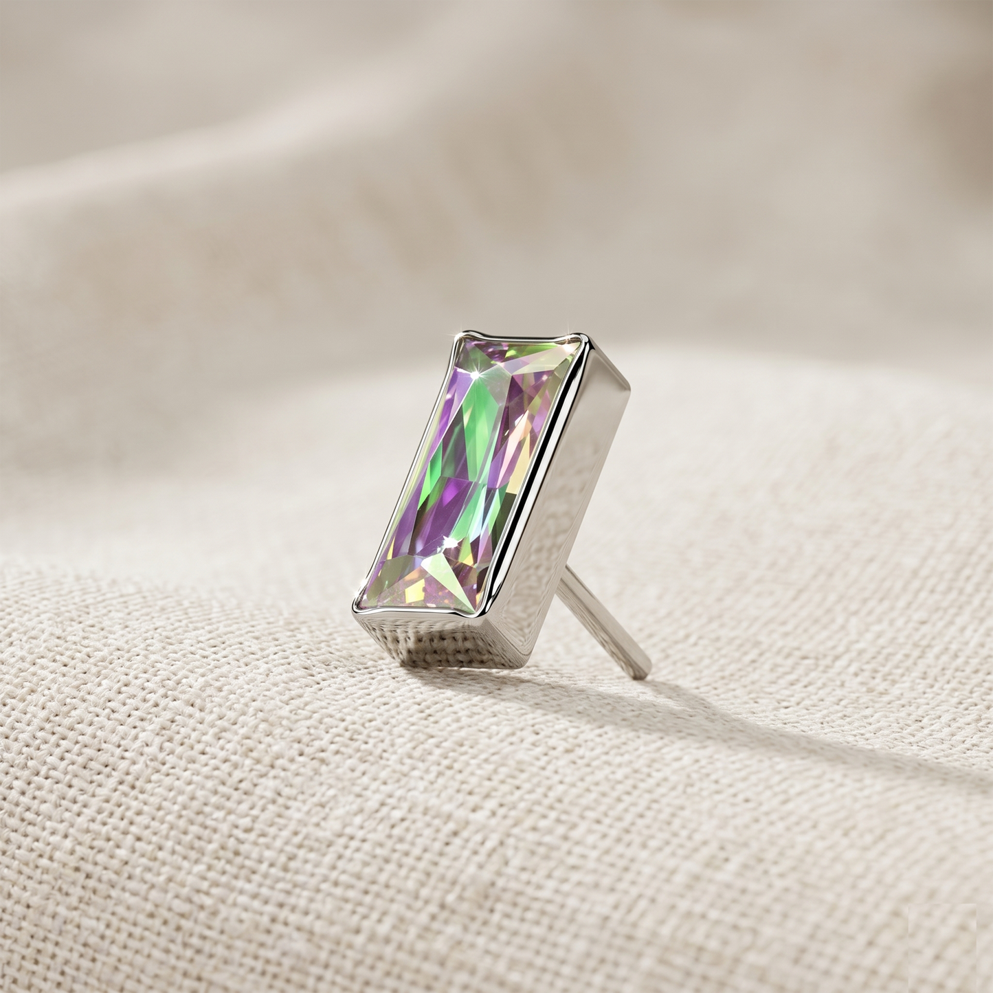 Titanium Rectangular CZ Threadless Top