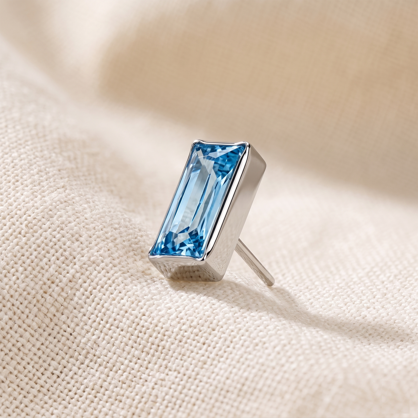 Titanium Rectangular CZ Threadless Top