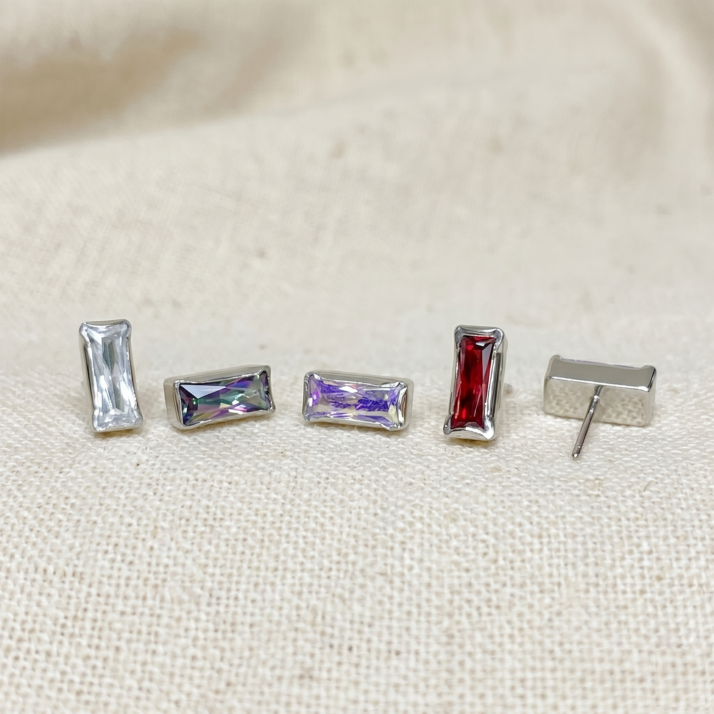 Titanium Rectangular CZ Threadless Top