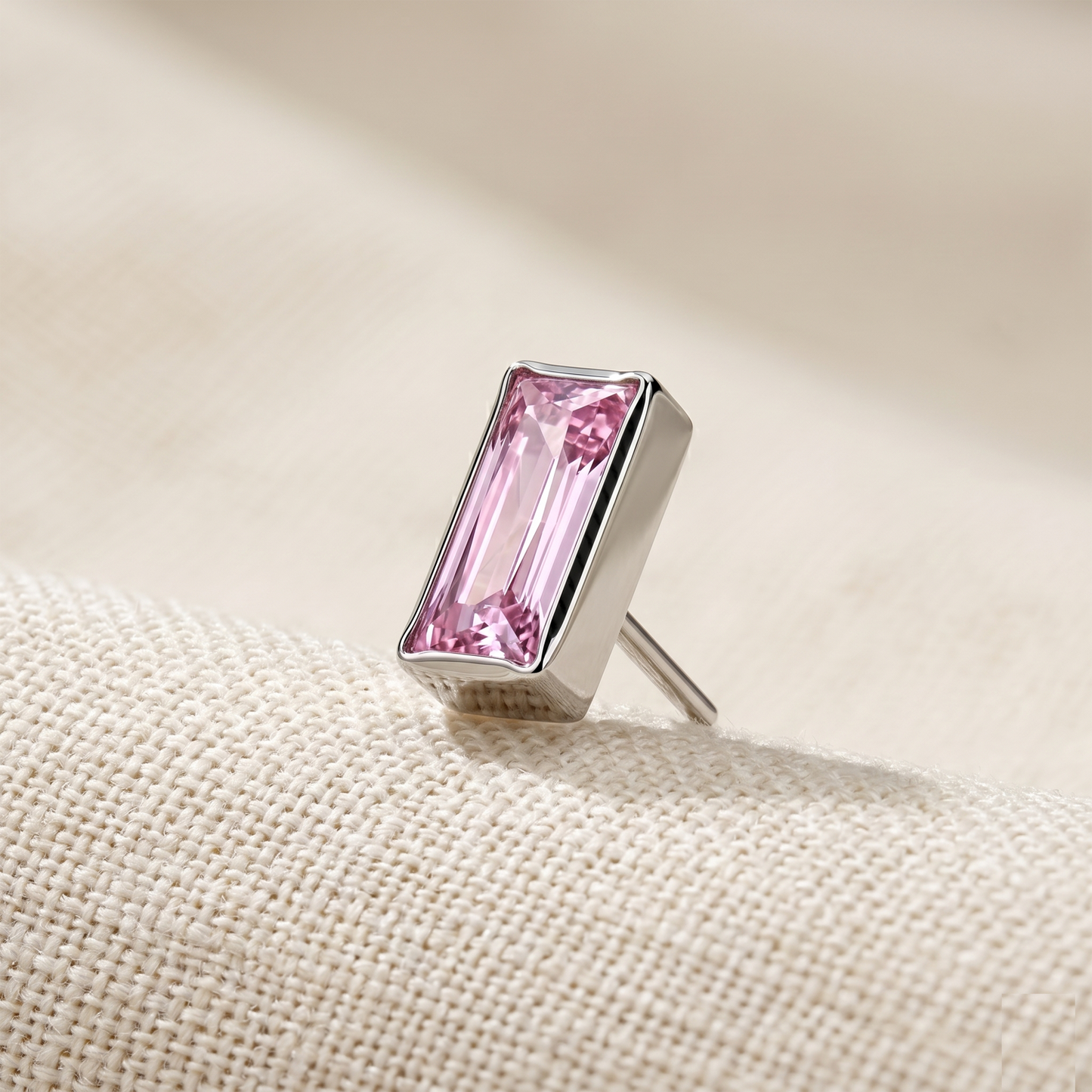 Titanium Rectangular CZ Threadless Top
