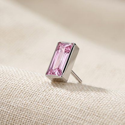 Titanium Rectangular CZ Threadless Top