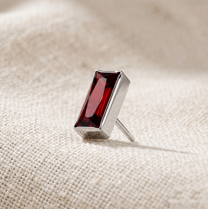 Titanium Rectangular CZ Threadless Top