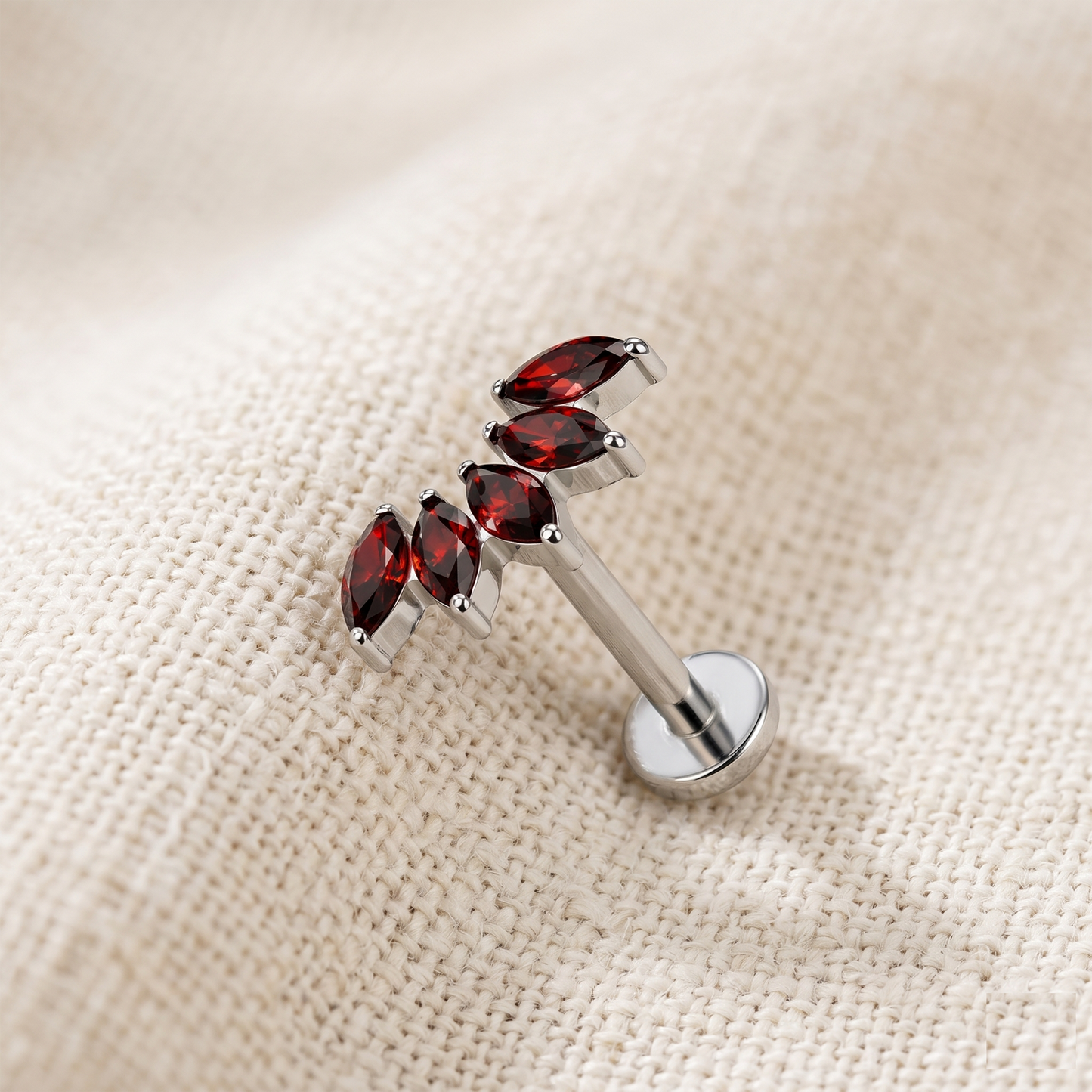 Titanium 5-Marquise CZ Fan Threadless Stud