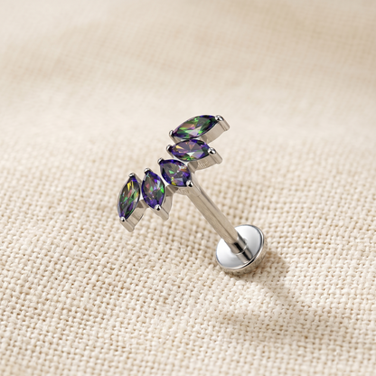 Titanium 5-Marquise CZ Fan Threadless Stud