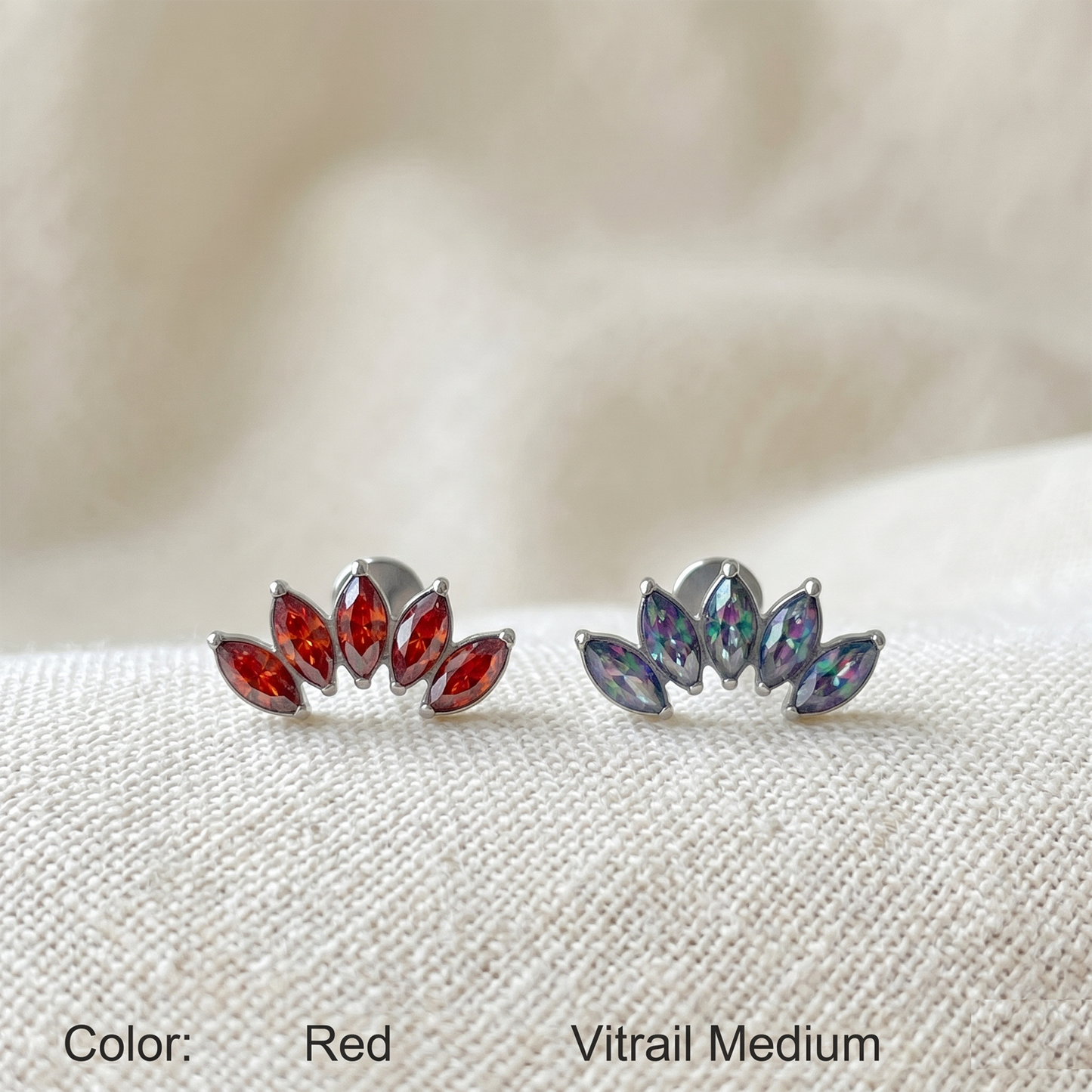 Titanium 5-Marquise CZ Fan Threadless Stud