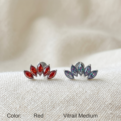 Titanium 5-Marquise CZ Fan Threadless Stud