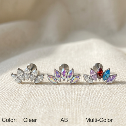 Titanium 5-Marquise CZ Fan Threadless Stud
