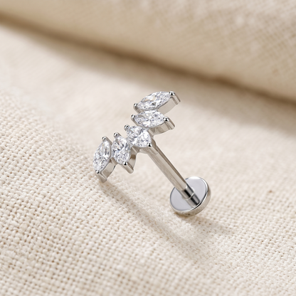 Titanium 5-Marquise CZ Fan Threadless Stud
