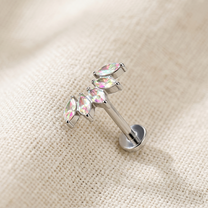 Titanium 5-Marquise CZ Fan Threadless Stud
