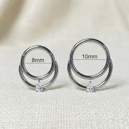 Titanium Double Line CZ Clicker Hoop 16G