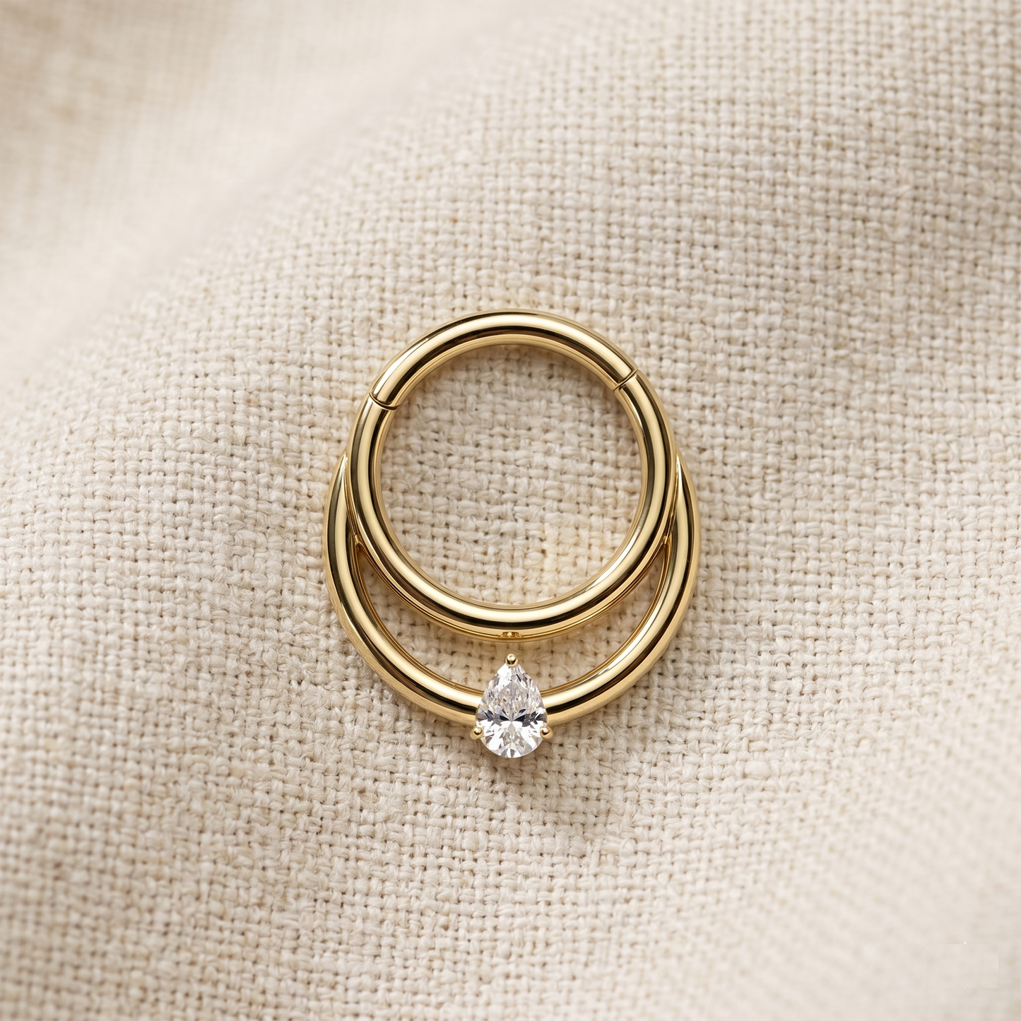 Titanium Double Line CZ Clicker Hoop 16G