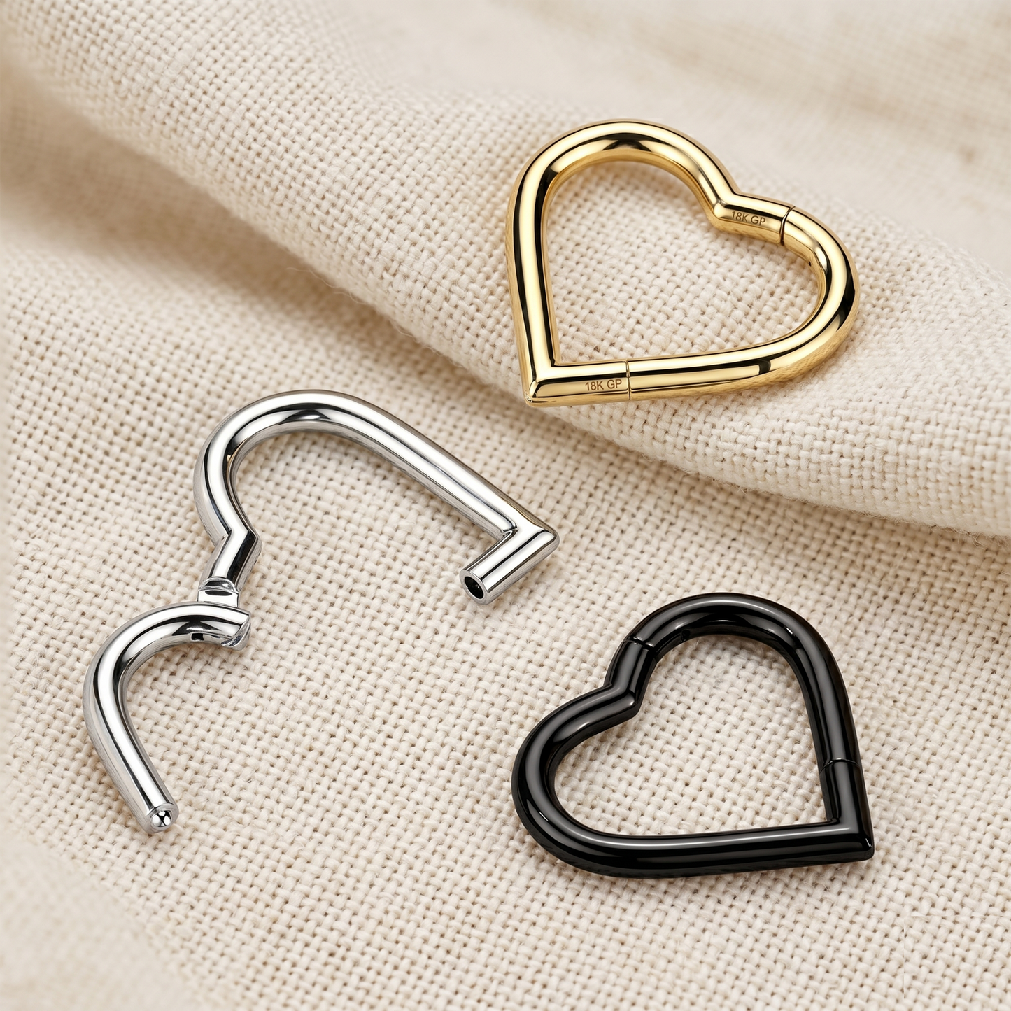 Titanium Heart Hinged Hoop Ring