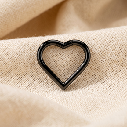 Titanium Heart Hinged Hoop Ring