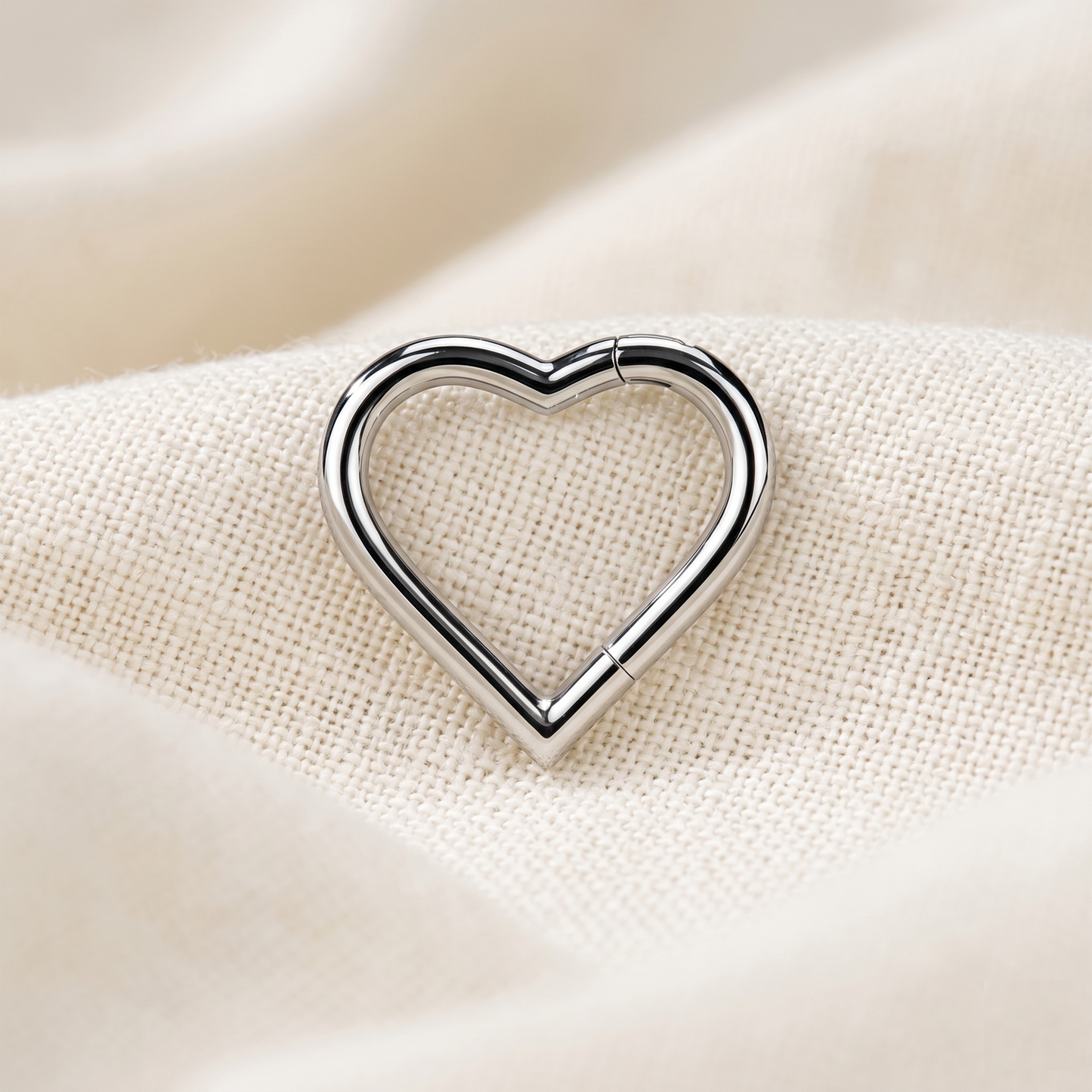 Titanium Heart Hinged Hoop Ring