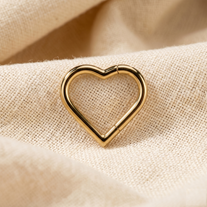 Titanium Heart Hinged Hoop Ring