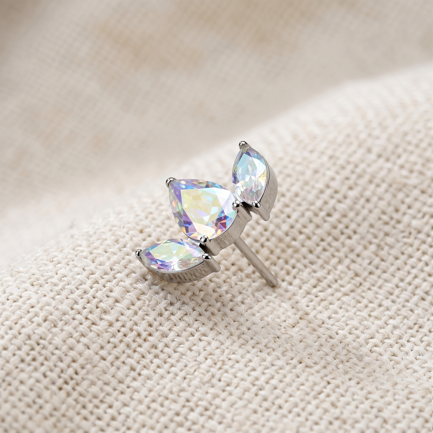 Titanium Triple-CZ Threadless Top