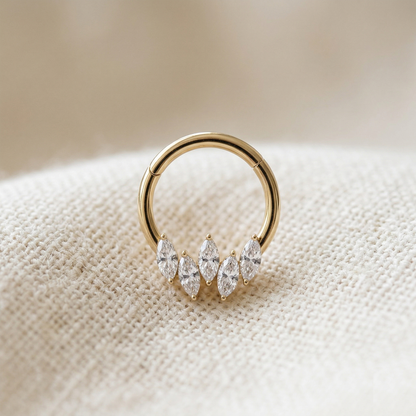 Surgical Steel Marquise CZ Hinged Clicker Hoop 16G