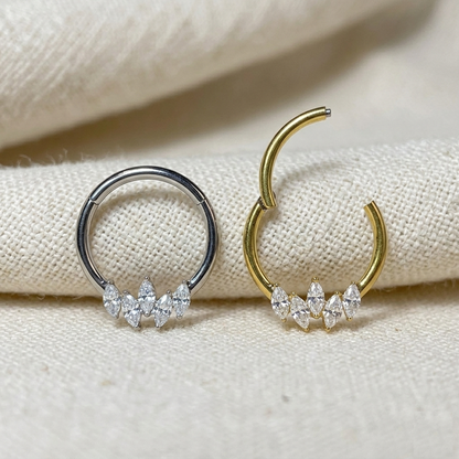 Surgical Steel Marquise CZ Hinged Clicker Hoop 16G