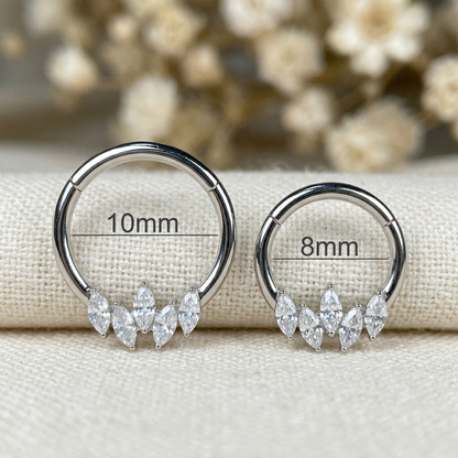 Surgical Steel Marquise CZ Hinged Clicker Hoop 16G