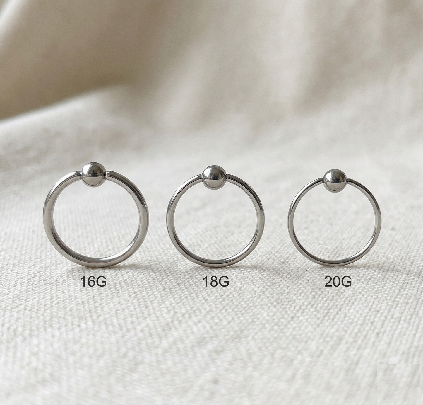 Surgical Steel Captive Bead Hoop Ring 16G 18G 20G