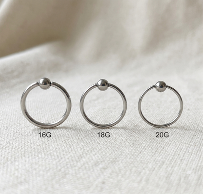 Surgical Steel Captive Bead Hoop Ring 16G 18G 20G