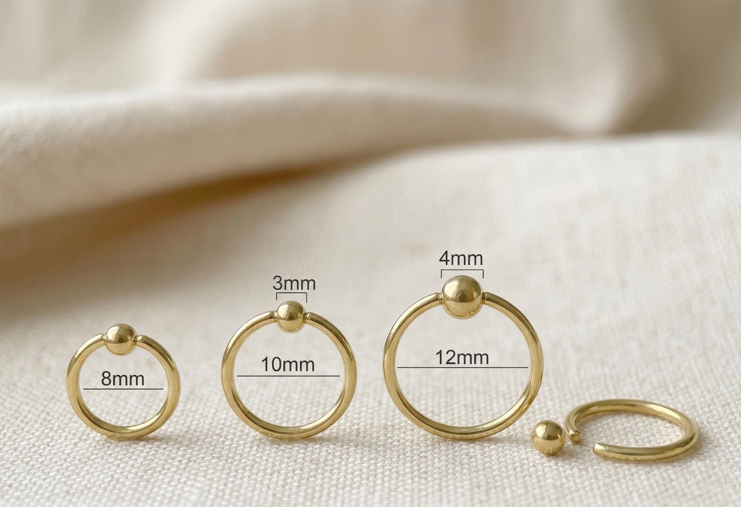 Surgical Steel Captive Bead Hoop Ring 16G 18G 20G