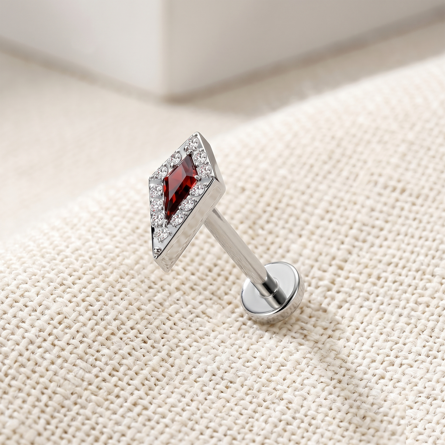 Titanium Spear CZ Threadless Stud
